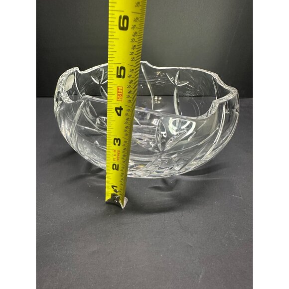 Vtg Clear Glass Bohemia Crystal Czech Cut To Clear 7" DIA Bowl Original Label - Picture 13 of 14